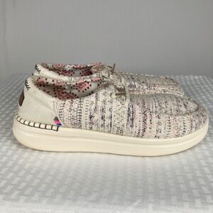 Hey Dude Shoes Wendy Boho Crochet Casual Moc Toe Sneakers White Women's 11